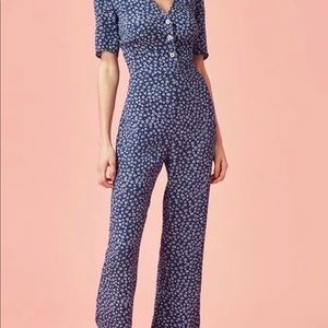 Rouje Lolo navy floral print jumpsuit in size EU 38, fits like a US 4-6.